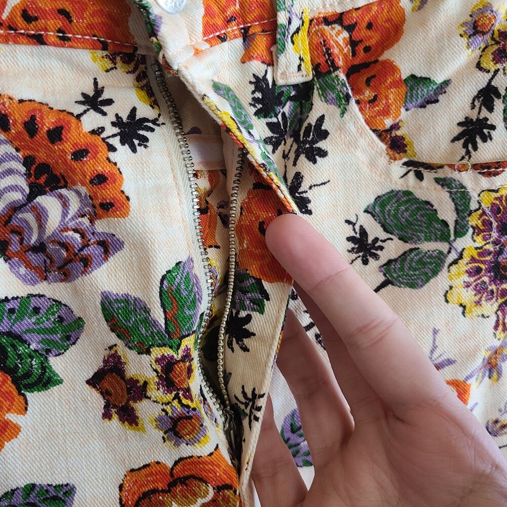 Anthropologie Cigarette Jean Floral Pilcro High Rise 26 Cottagecore Garden NWT - Picture 5 of 6
